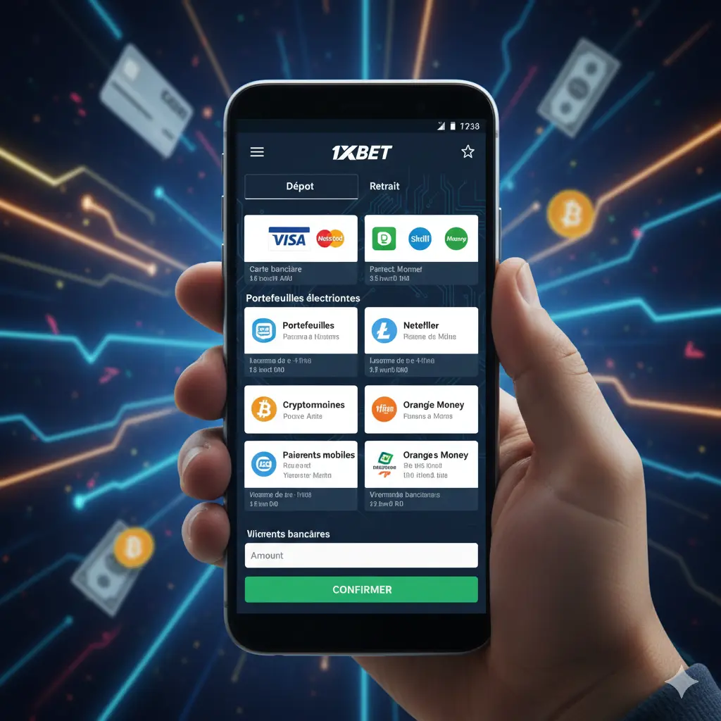 Dépôt et retrait sur 1xbet app